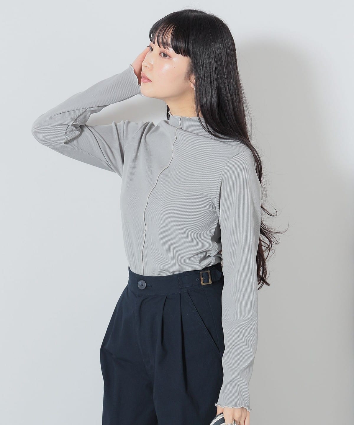 日代 BEAMS HEART Mellow Rib Tops 24SS 纯色罗纹针织套头衫 - 图0