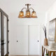 American retro glass dining room study all copper ceiling lamp