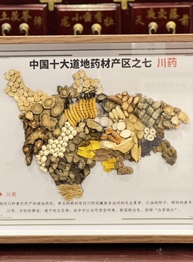 新款中药标本地图标本道地产区药材分布图相框标本装饰画