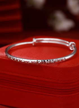 梦祥银碎冰冰女士足银镯子