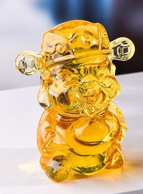 琉璃小公仔五路财神爷家居车载装饰招财礼品黄水晶福禄寿喜财摆件