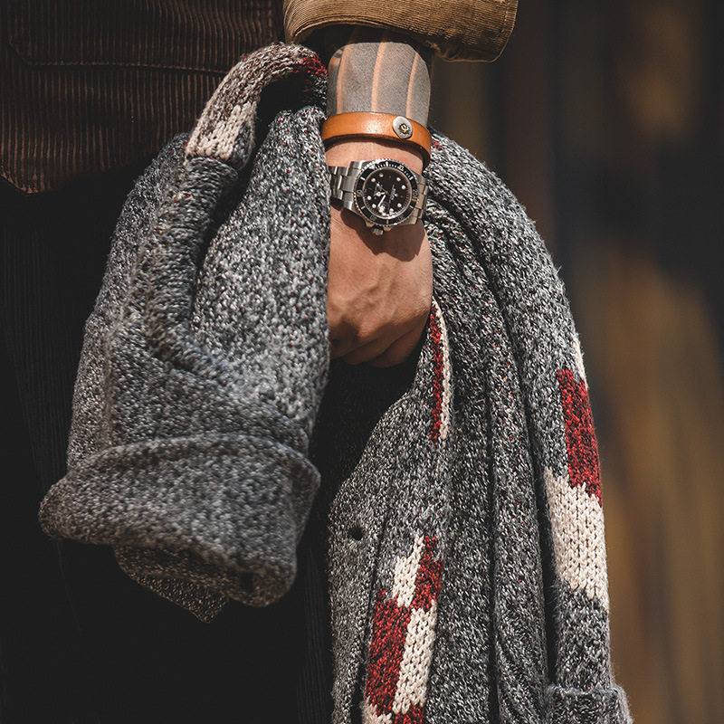 马登工装复古美式印第安纳瓦霍开衫毛衣翻领外穿加厚针织衫外套男,淘宝优惠券,粉丝福利购,淘宝优惠卷