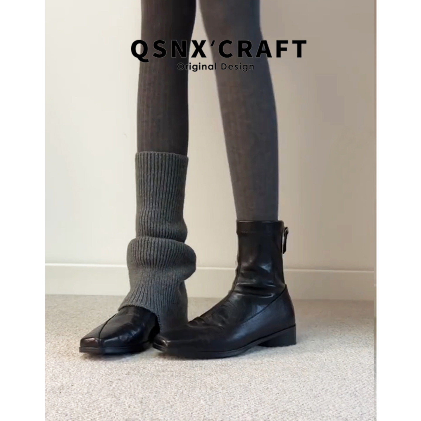 羊皮版~内增高3/6cm短靴女2026新款秋冬弹力瘦瘦靴通勤棕色马丁靴