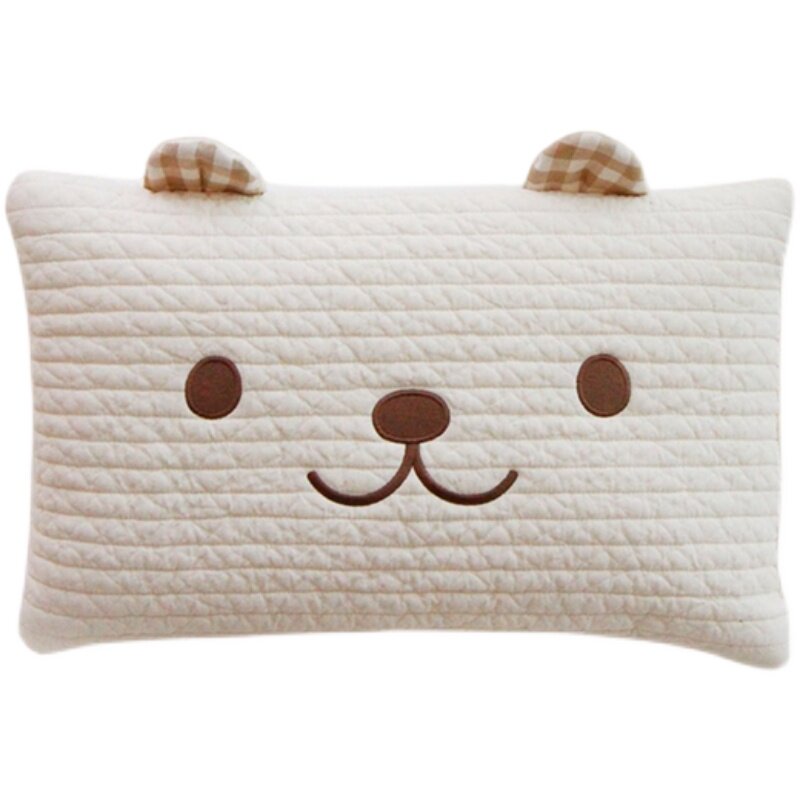 ins韩风可爱绗缝宝宝枕头平枕小熊绣花抱枕靠枕大号儿童纯棉枕套,淘宝优惠券,粉丝福利购,淘宝优惠卷