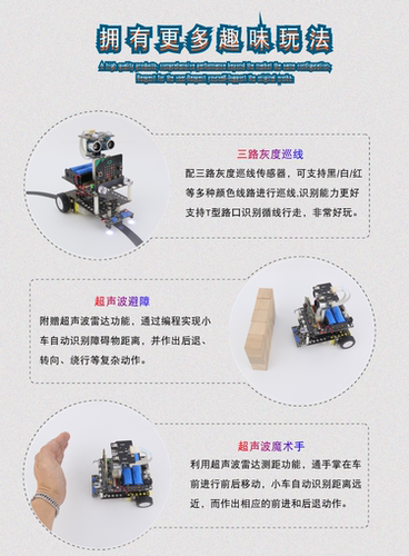 microbit可编程循迹避障智能小车机器人中小学传感器学习开发套件 - 图2