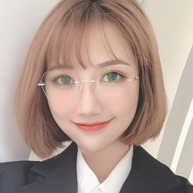 抖音小紅書同款近視眼鏡女韓版潮網紅款無框切邊眼鏡框可配有度數 抖音小紅書同款近視眼鏡女韓版潮網紅款無框切邊眼鏡框可配有度數