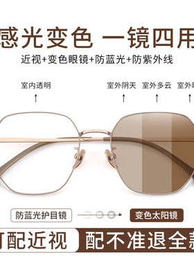 自动感光变色近视墨镜女