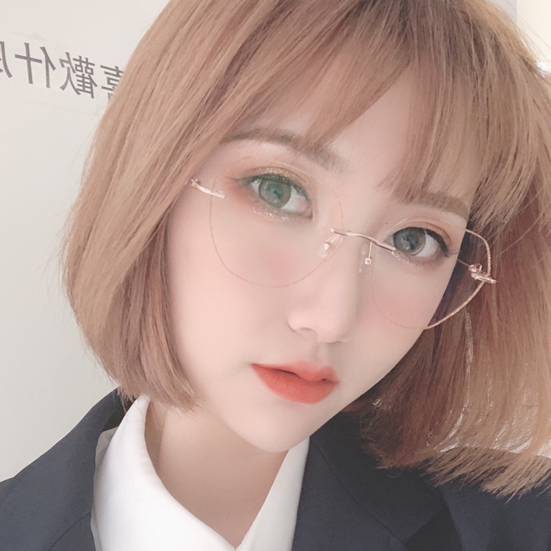 抖音小紅書同款近視眼鏡女韓版潮網紅款無框切邊眼鏡框可配有度數 抖音小紅書同款近視眼鏡女韓版潮網紅款無框切邊眼鏡框可配有度數