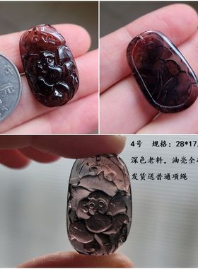 天然碧玺吊坠 老料深色 晶体透 碧玺雕刻件 一物一图 佛 葫芦花牌
