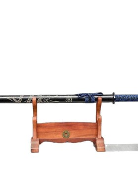 龙泉市刀剑锰钢烤蓝唐横刀刻龙绣