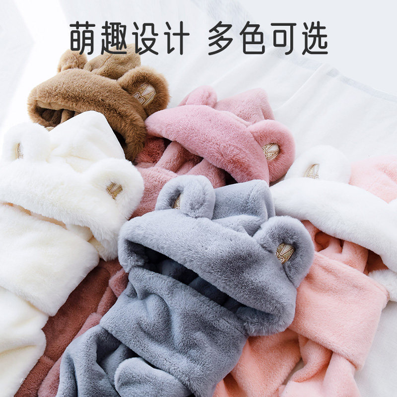 儿童帽子一体秋冬款女童2021新款 北极绒多汇帽子