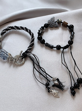 新中式蝴蝶流苏串珠手链女新款编织民族风小众感时尚百搭手饰