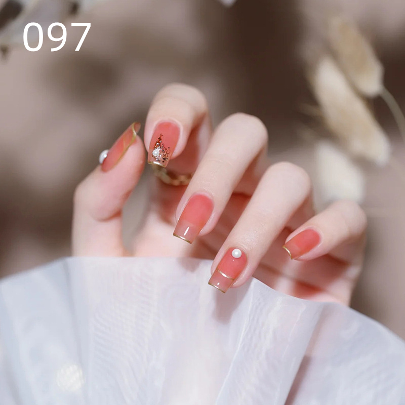 冰透甲油胶果冻色nail polish gel乳白色2023新款清新蜜桃粉裸色 - 图0