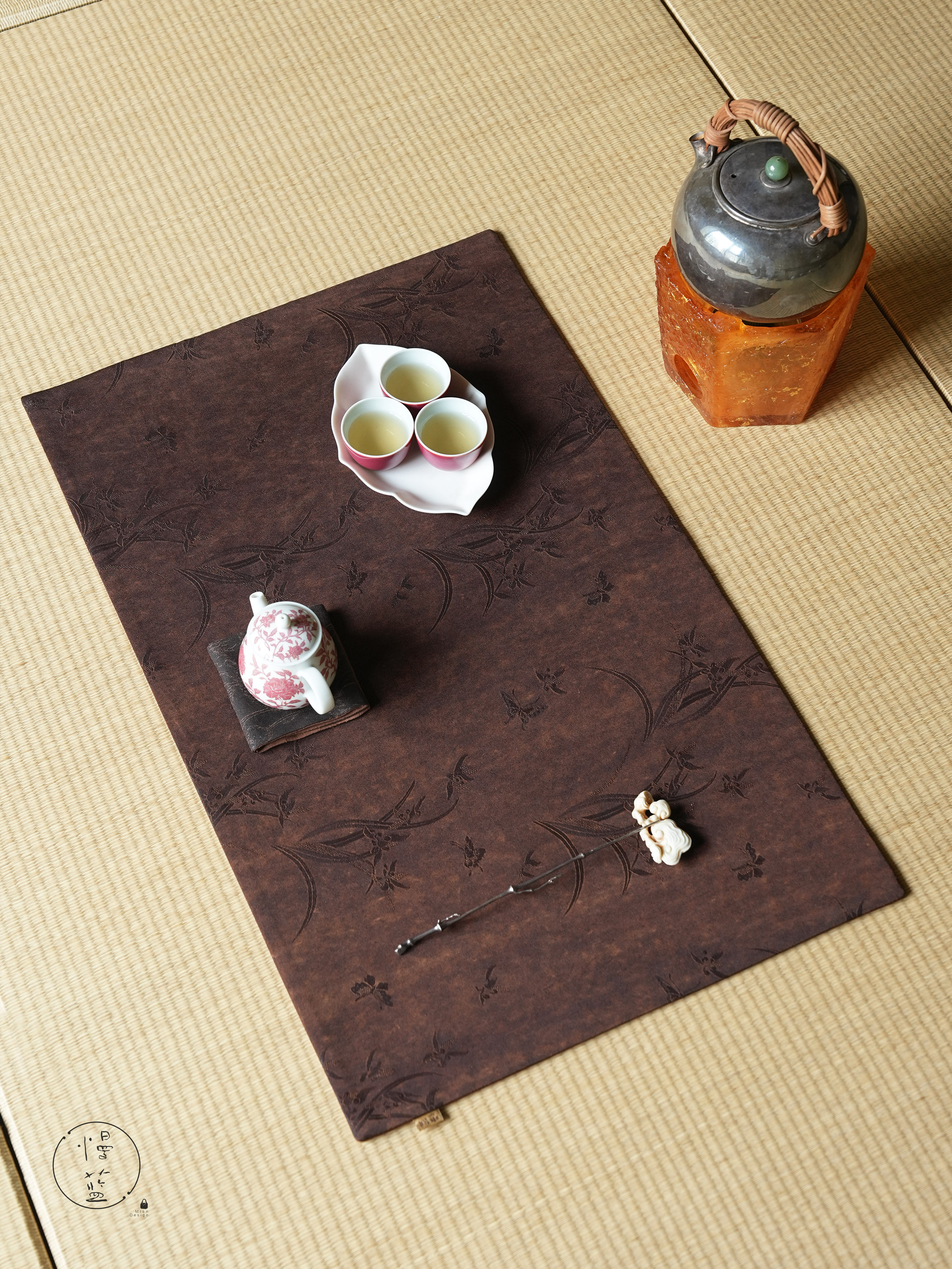 慢蓝海棠香云纱茶席复古禅意真丝手工茶垫茶席茶道配件,淘宝优惠券,粉丝福利购,淘宝优惠卷