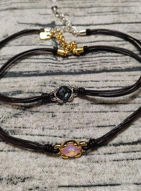 UNOde50皮绳水晶choker项链高级