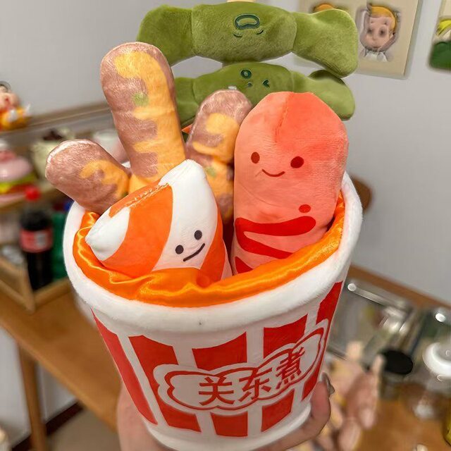 A Bowl of Oden Dolls Eating Malatang with friends set Creative Play House Plush Toys Rag Dolls
