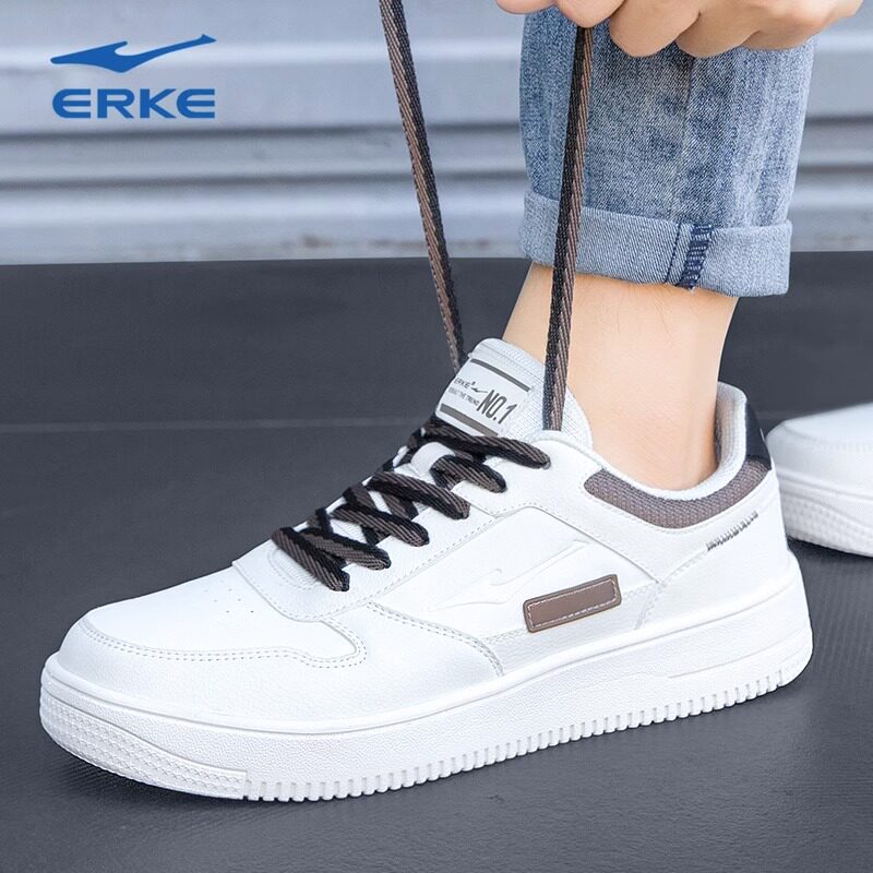 鸿星尔克男鞋板鞋皮面2025新款秋冬白鞋休闲鞋子红星旗舰店运动鞋,淘宝优惠券,粉丝福利购,淘宝优惠卷