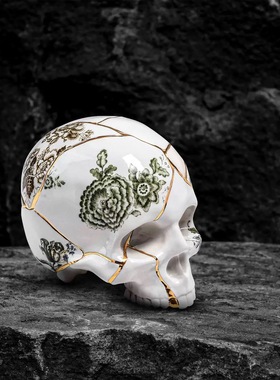 【官方授权】意大利SELETTI金缮猪存钱罐骷髅头陶瓷居家装饰摆件