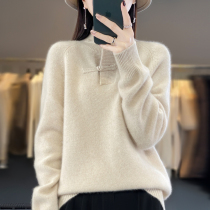 Autumn Winter New Cashmere Cardiovert Woman Retro China Wind Tray Buttoned collar Temperament Sweater 100% Pure Sheep Sweater Jacket
