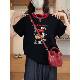 300 pounds plus size women's fat mm embroidered contrasting color T-sleeved summer design new loose slimming top