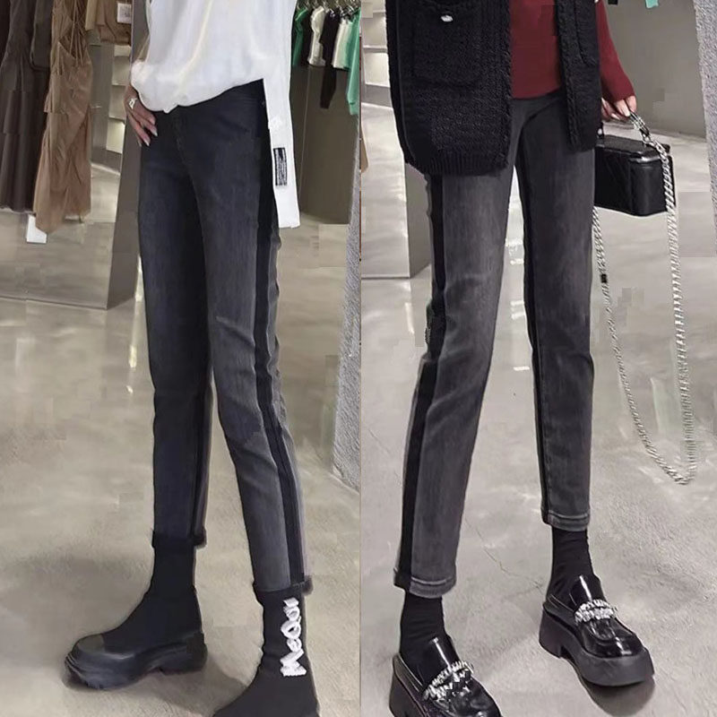 2025新款大码秋装高腰弹力显瘦烟管牛仔裤女胖mm梨型身材女裤子,淘宝优惠券,粉丝福利购,淘宝优惠卷