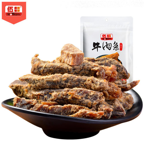 伍田五香牛肉条零食四川特产休闲小吃即食川味不辣风味牛肉108g - 图0