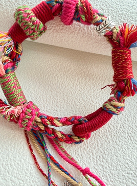 手工编织手绳藏式手搓棉线节日礼物送闺蜜聚会小礼物手围可调