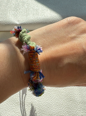 diy藏式手搓棉线银饰纯手工编织手绳手工制品节日礼物一物一拍