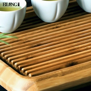 台湾宜龙漫流家用简约功夫茶盘实木竹制排水式茶台