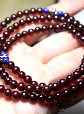 天然酒红石榴石手链女士款水晶手串本命年红绳情人节闺蜜礼物