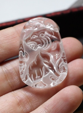 天然白水晶老虎12生肖吊坠男女本命年属相狗猴鸡猪龙蛇马羊鼠兔虎