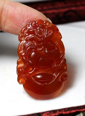 天然红玛瑙如意马玉吊坠奔腾马项坠马到成功男女款挂件2025年礼物