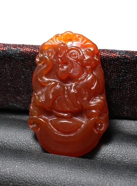 天然红玛瑙生肖虎吊坠玉髓鼠牛虎兔龙蛇马羊猴鸡狗猪男女属相2025