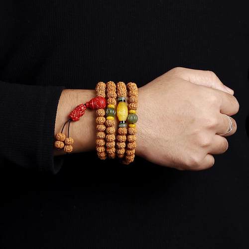 小金刚菩提子手串男女108佛珠戴脖子的项链精品配饰貔貅朱砂吊坠 - 图3