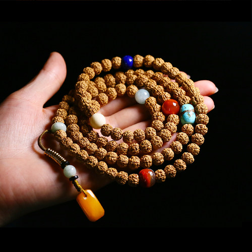 小金刚菩提子手串男女108颗手链福果地藏式佛珠项链天然文玩配饰 - 图0