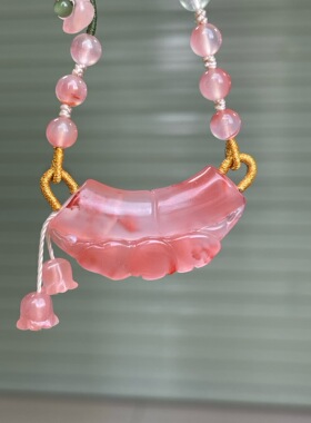 川料南红冰粉飘花【节节高升】锁骨链巧雕牡丹花，飘花