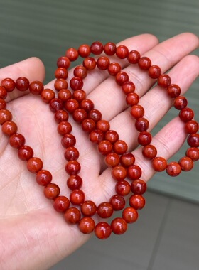 南红玛瑙手串瓦西料柿子红原矿无优化无烧无泡水无添加手串
