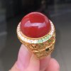 Wassily made oxblood red ring, 18k gold with large diamonds, 18 rings with rich color, solid color naked surface