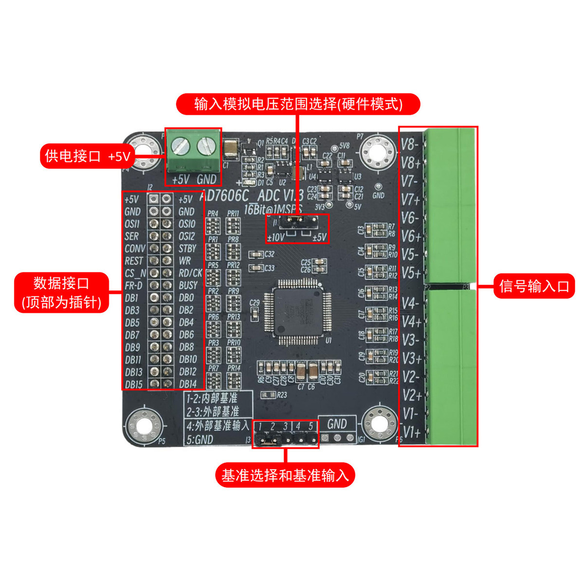 AD7606C-16数据采集模块16位ADC8路同步采样频率1M单双极单端差分,淘宝优惠券,粉丝福利购,淘宝优惠卷