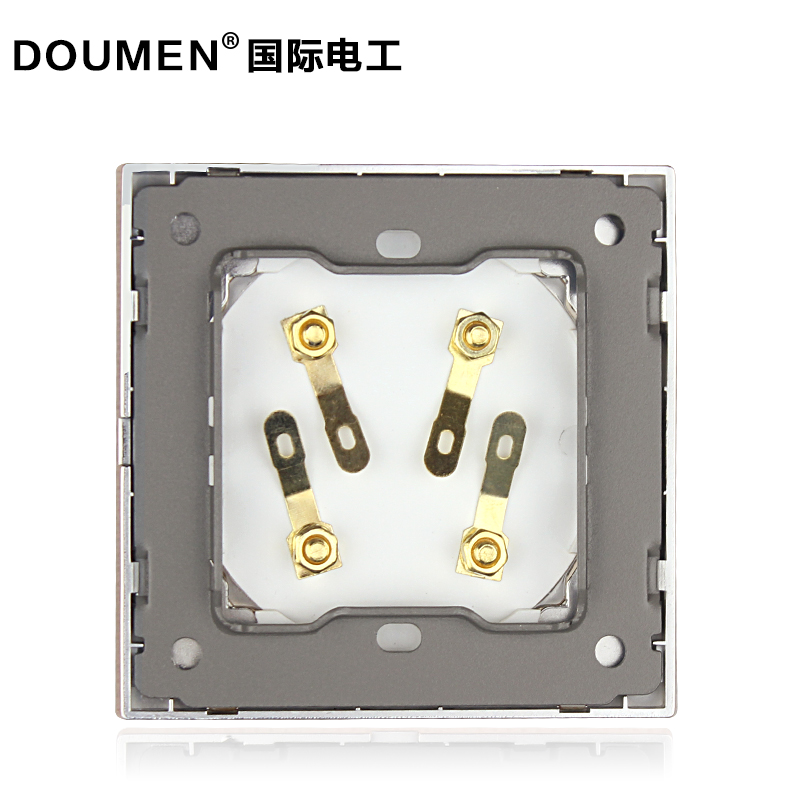 国际电工墙壁开关插座面板圆形香槟金色4孔四头音响86型音频插座