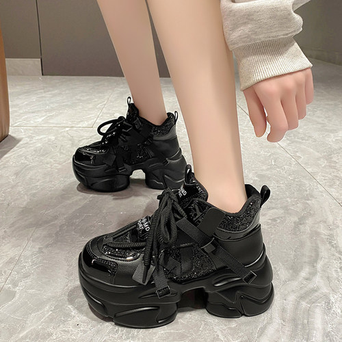 欧洲站超火老爹鞋女2025新款秋冬加绒女鞋百搭厚底松糕休闲运动鞋 - 图1
