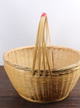 手工鸡蛋买菜篮复古家用采摘竹编