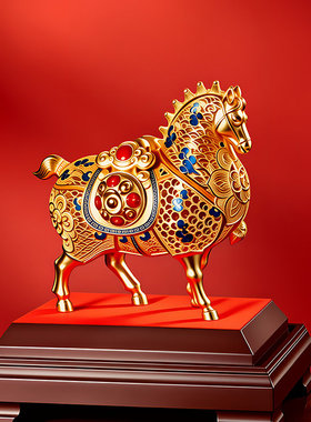 花丝铜唐马金马呈祥开业礼品摆件