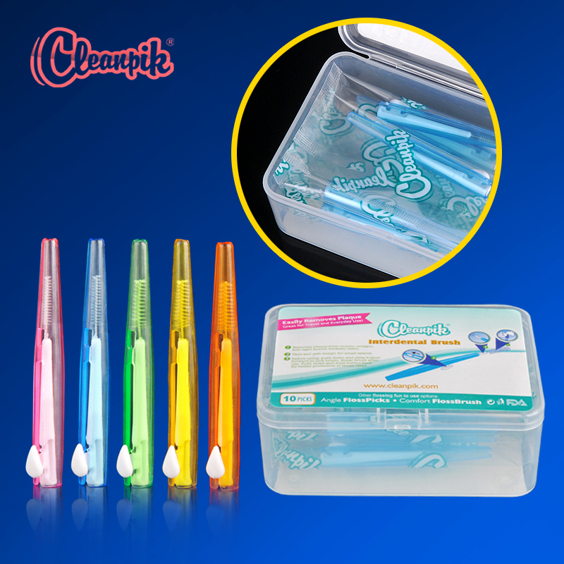 欧美cleanpik直型/I型牙缝刷 推拉便携式牙齿间隙刷 10支独立包装