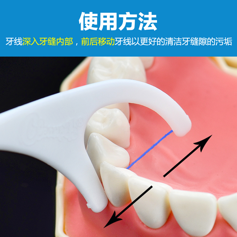 cleanpik超细牙线棒不易断线起毛代替牙签牙线架1000支装蓝色线