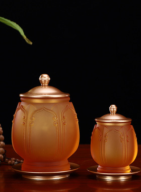 古法琉璃莲花杯供奉观音佛具用品