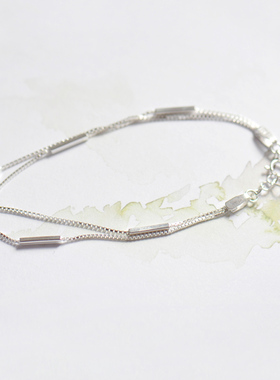 S925纯银双层手链学生简约小众甜美精致饰品七夕礼遇季送女友礼物