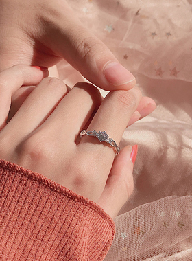 绾青丝情侣戒指对戒纯银单钻男女款小众七夕礼物送男友实用高级感