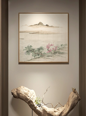 湖山春暖图新中式书房装饰画客厅挂画卧室餐厅山水画茶室墙壁画