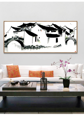 禅意水墨国画新中式风客厅背景墙